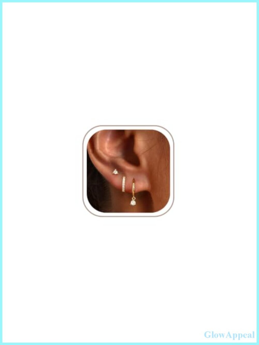 Gold Plated Hoop Earrings Set with CZ - Hypoallergenic Women's Jewelry